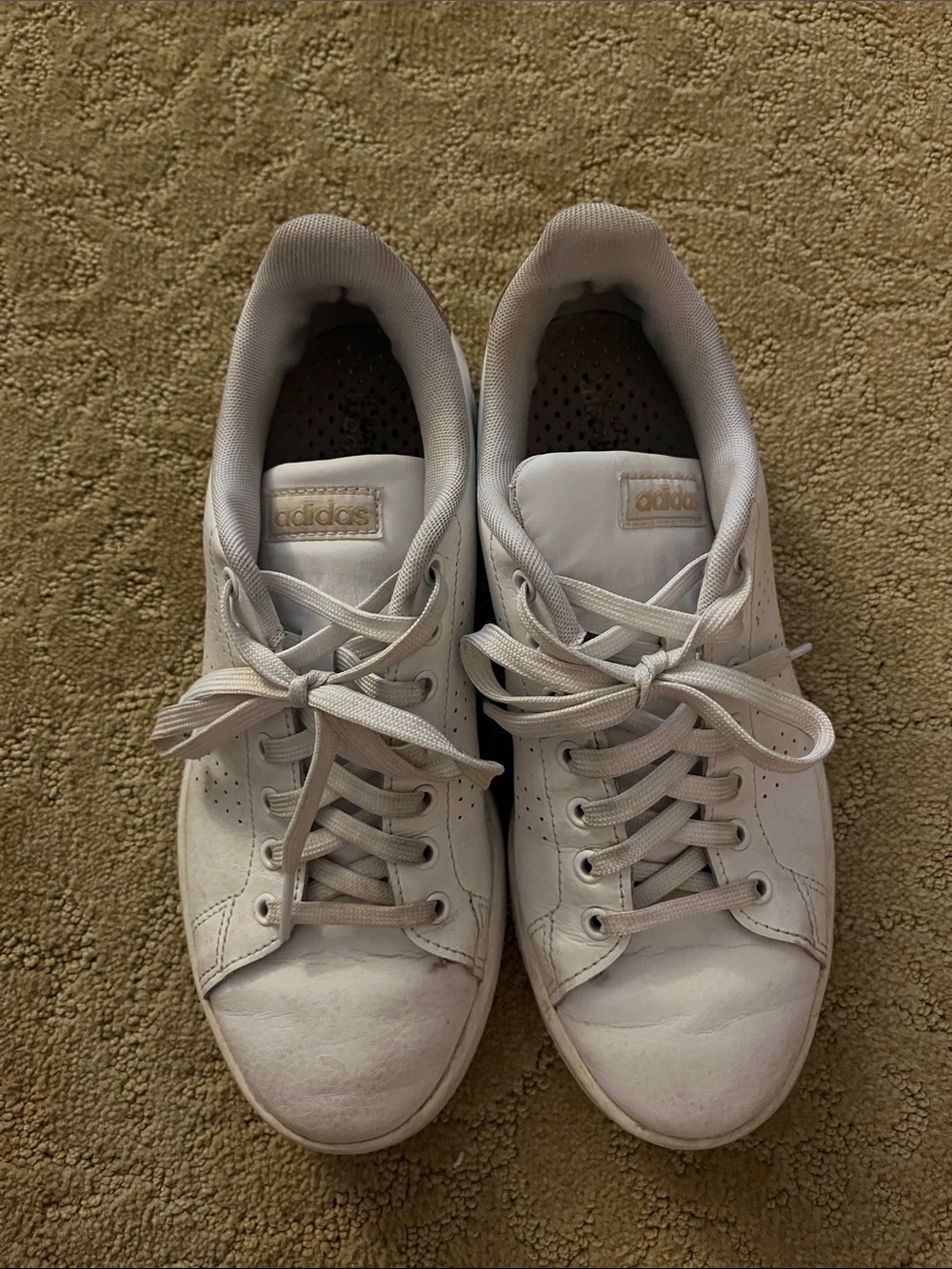 adidas White Low-Top Leather Sneakers
